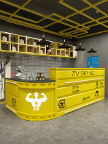 Industrial style cashier Retro front desk counter Wrought iron corner bar Small commercial table Bar Restaurant reception desk