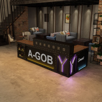 Retro industrial style cashier Milk tea shop with lights Iron bar Beauty shop Bar counter shop Clothing store front desk