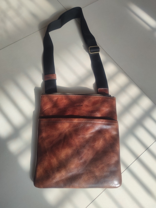 Fossil Men's Oil Wax Leather Shoulder Crossbody Bag First Layer Cowhide