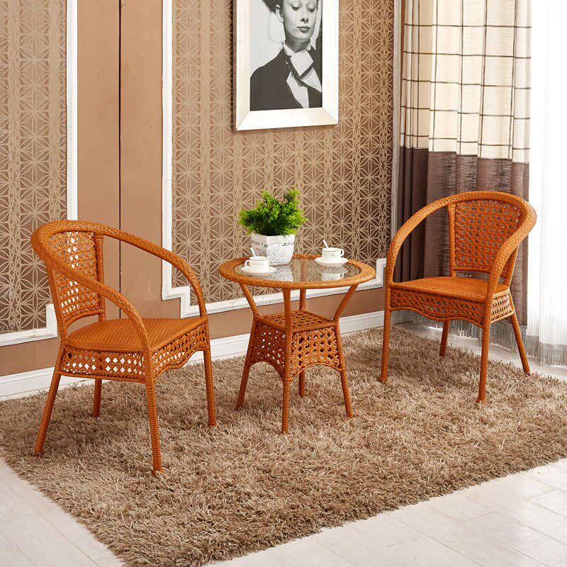 Dormitory student rattan chair hand-decorated white woven elderly couple coffee table courtyard thickening summer