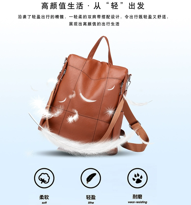 Ba lô đeo vai nữ hiệu thủy triều Han 2019 phiên bản mới nhất của túi Messenger da mềm siêu hoang dã xu hướng thời trang chống trộm - Ba lô