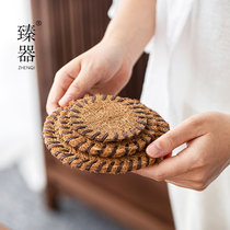 Zhenyou natural Mane coaster handmade brown cushion pot mat woven brown hair insulation purple clay pot mat tea ceremony accessories