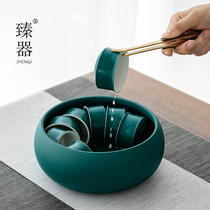 Zhen Ju Cow Tea Wash Extra Large Household Simple Wash Cup Bowl Japanese Wash Cup Ceramic Kung Fu Tea Set Accessories