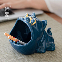 Zhenyou creative ceramic cartoon ashtray Office Home personality trend anti-fly ash key storage living room ornaments