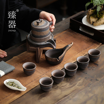 Zhener coarse pottery semi-automatic tea maker sloth man anti-scalding tea tea set Gongfu tea tea cup full set of gift boxes