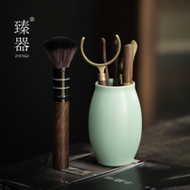 Matzer Tea Road Six Suits Kung Fu Tea Accessories big All Black Honolulu 6 Gentleman Tea Tool Tea Clip Needle Spoon