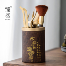 Zhenware Tea Ceremony Six Gentleman Ebony Wood Tea Accessories 6 Gentleman Tea Tool Tea Clipper Teaver Spoon Clamp