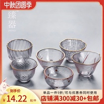 Zhenji Japanese hammer pattern heat-resistant glass glass glass Gold transparent small wine cup tea cup home personal kung fu tea set
