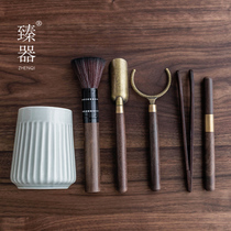 Zhen Ji Ebony Wood Tea Ceremony Six Gentlemen Set Kung Fu Tea Set Accessories Zero with Tea Art Big Tapes Tea Clip Tea Knife