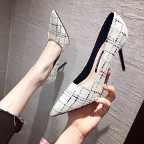 Spring and autumn 2021 new net red French girl black high heels womens stiletto heel professional sexy cargo shoes