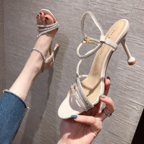 Summer 2021 new two-wear high heels womens stiletto heel net red wild rhinestone sandals fairy style Roman shoe tide