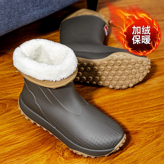 Winter fleece men's fishing rain boots anti-slip and anti-odor