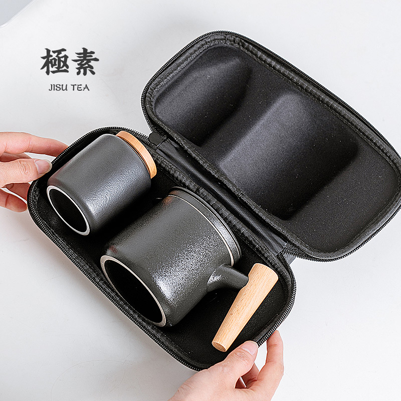 Portable travel tea set porcelain crack cup simple household teapot teacup car is suing carry - on bag