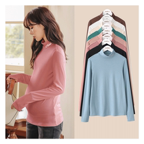Maternity bottoming shirt autumn and winter inner top womens spring and autumn half turtleneck T-shirt warm clothes maternity wear winter wear