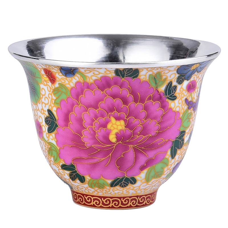 Jingdezhen ceramic colored enamel tea sets manual silvering cup cup kung fu masters cup tea cups only