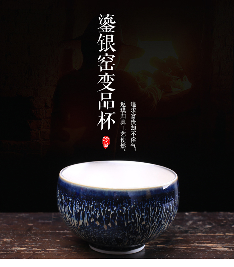 Ceramic up silver cup silver cup 999 kung fu tea masters cup manually bladder tea tasted silver gilding, bowl