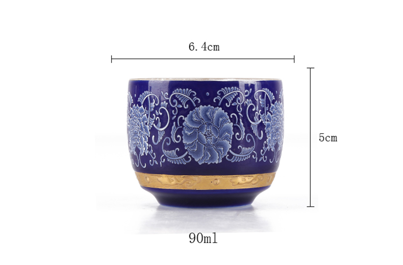Jingdezhen ceramic silver cup silver 999 authentic kung fu tea tasted silver gilding master cup sample tea cup single cup home