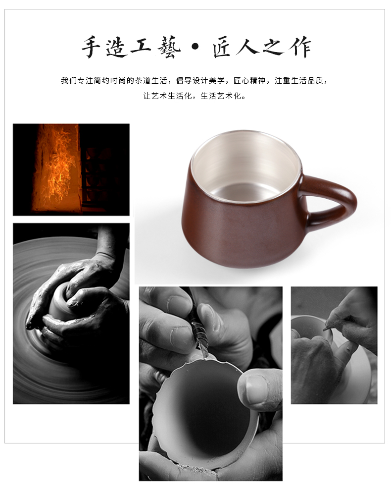 Creative ceramic silver cup silver 999 men and women lovers authentic keller cup coffee cup cup tea custom