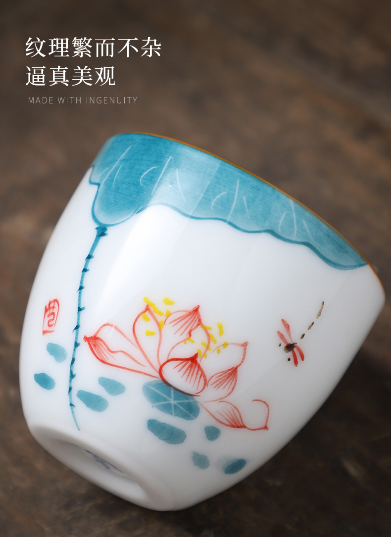Jingdezhen hand - made ceramic sample tea cup silver cup suit kunfu tea a master cup single CPU getting small cup only