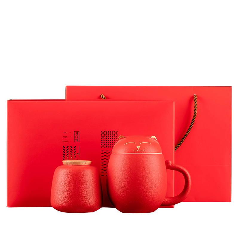 Plutus cat travel high level glass appearance female male lovely cup portable office ceramic filter glass tea cup