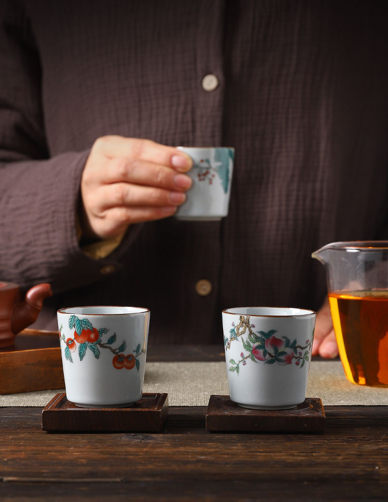 Persimmon Persimmon ruyi tea set ceramic masters cup single cup participants in high - grade up man noggin single sample tea cup kung fu