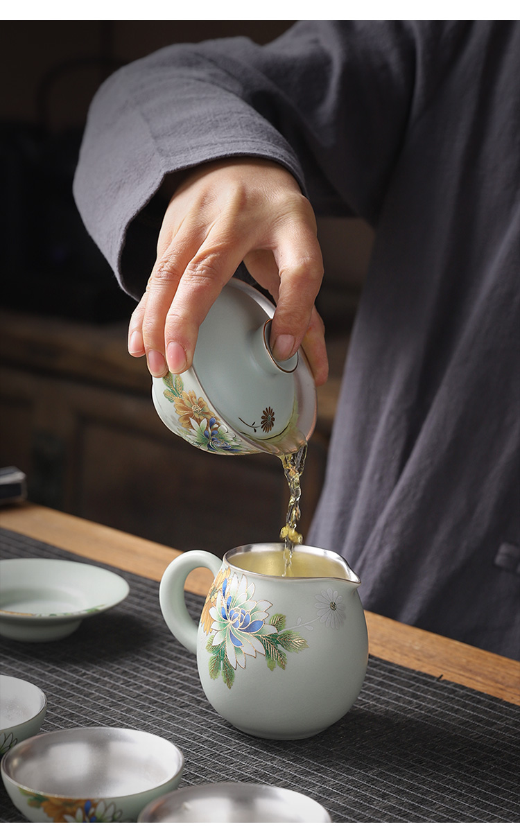 Your up teapot single pot side pot of ceramic tea set silver silver teapot kung fu tea tureen single tea bowl three