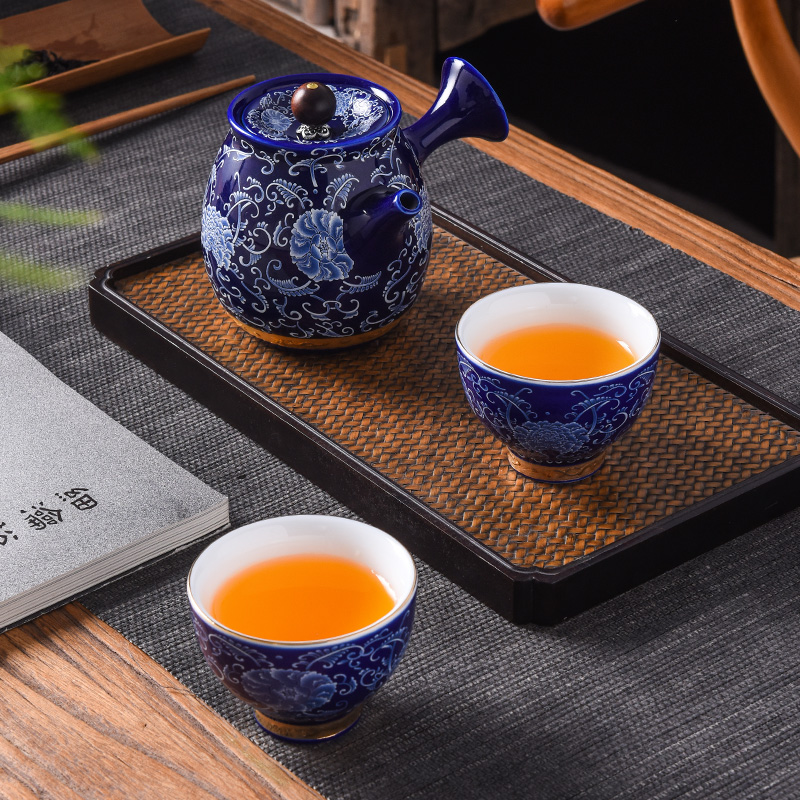 Jingdezhen porcelain enamel teapot teacup suit household kung fu tea set a small set of the single pot a pot of two cups of side