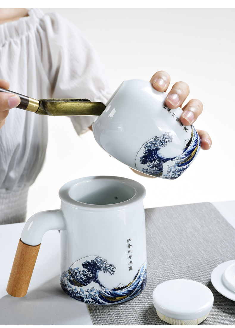 Jingdezhen ceramic cups with cover with separate the office gift boxes of a complete set of tea cups cup mark cup