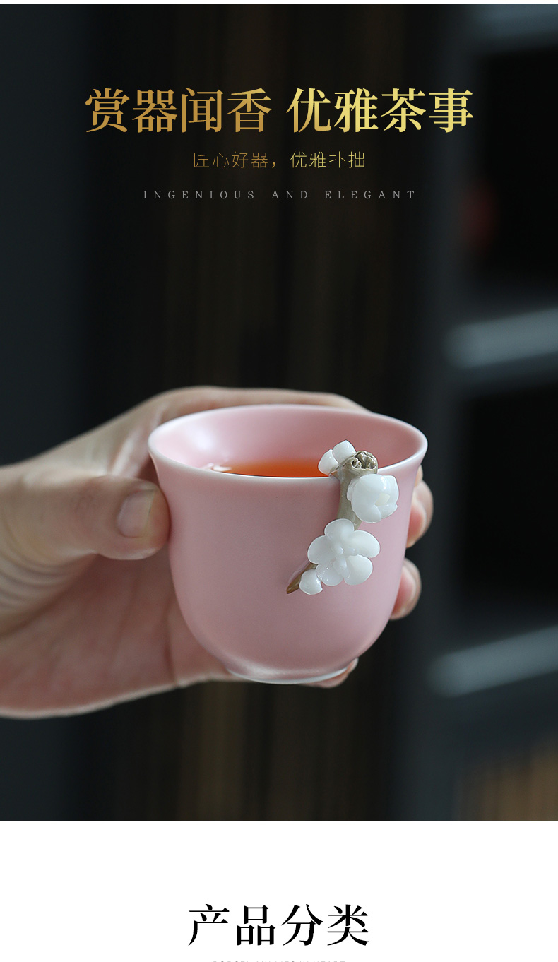 Pink flowers manual teacup ru up market metrix who cup single CPU getting creative ceramic kunfu tea light bowl cups only