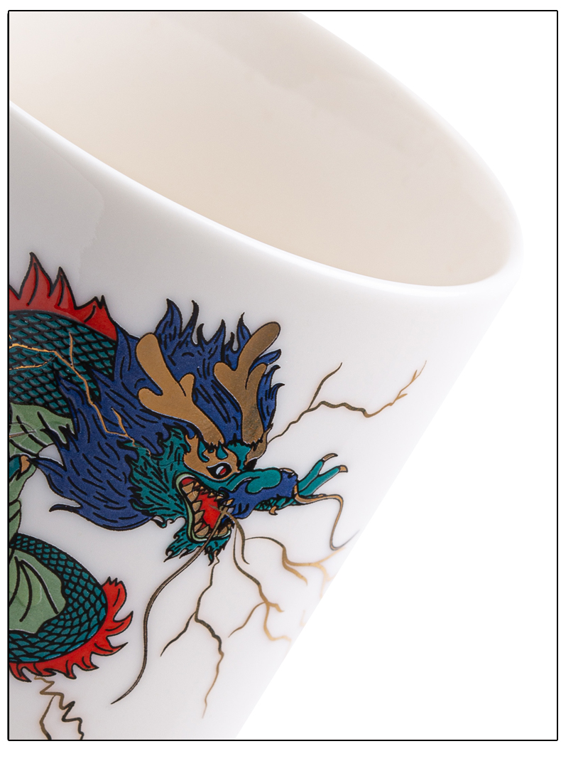 Anion water dragon glass ceramic office Chinese character porcelain cup with handle cup with cover keller customization