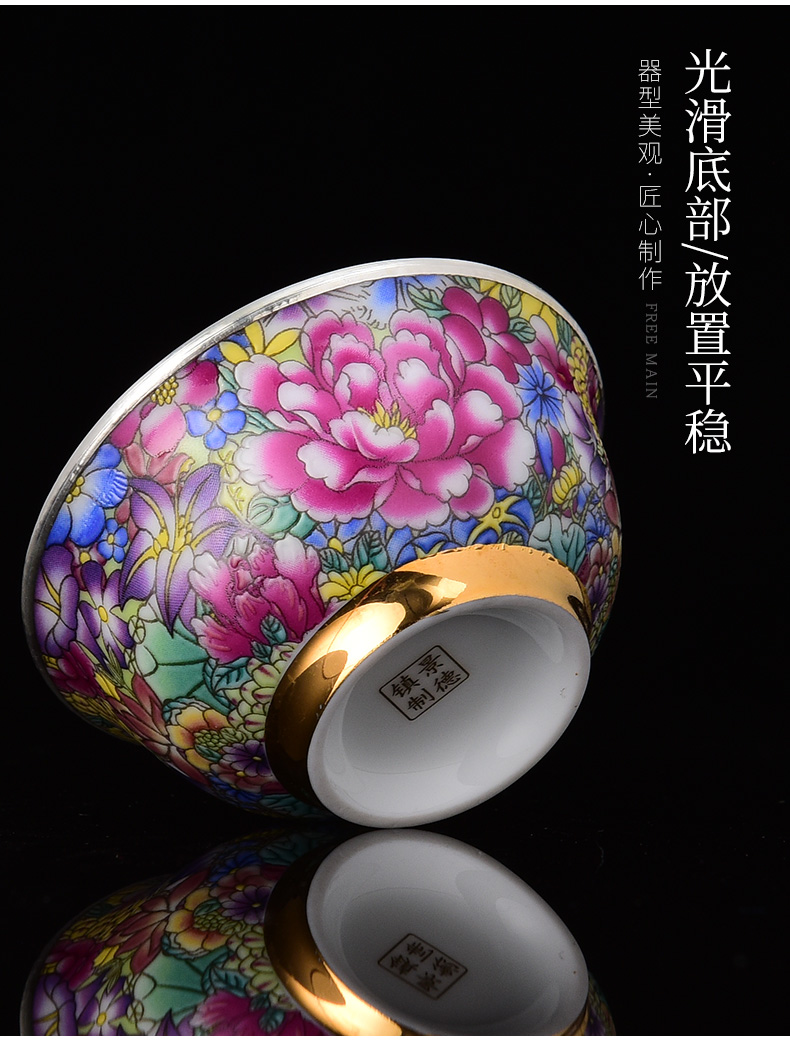 Jingdezhen tea sample tea cup masters cup silvering cup 999 sterling silver, kung fu tea cup single cup, small cup only