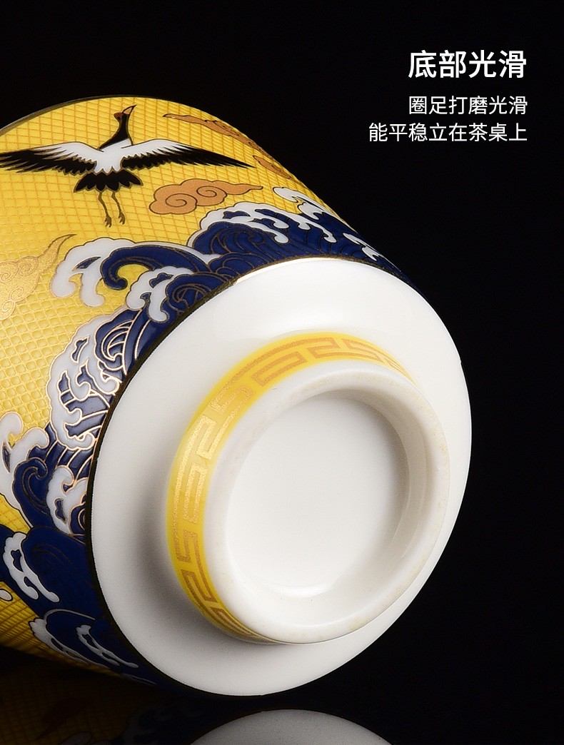 Jingdezhen ceramic cups fang Chinese lacquer kung fu tea set silver cup 999 silver bowl master cup single CPU