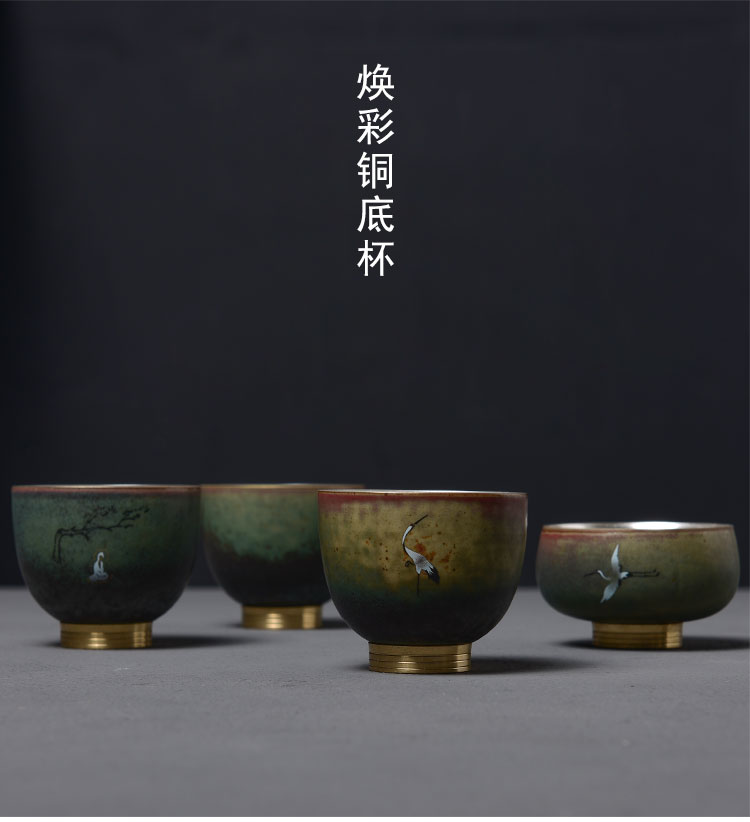 Ceramic coarse pottery hand - made tasted silver cup silver gilding kung fu tea tea cup master cup pure manual single cup sample tea cup