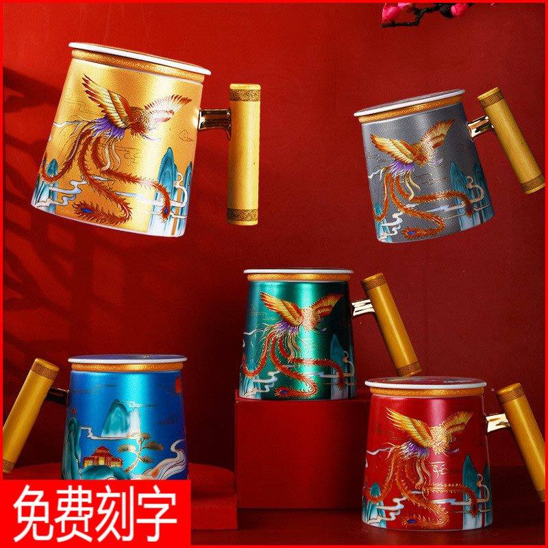 The Forbidden City water cup Chinese ceramic keller cup tea cup tea separation big office restoring ancient ways individuals dedicated woman