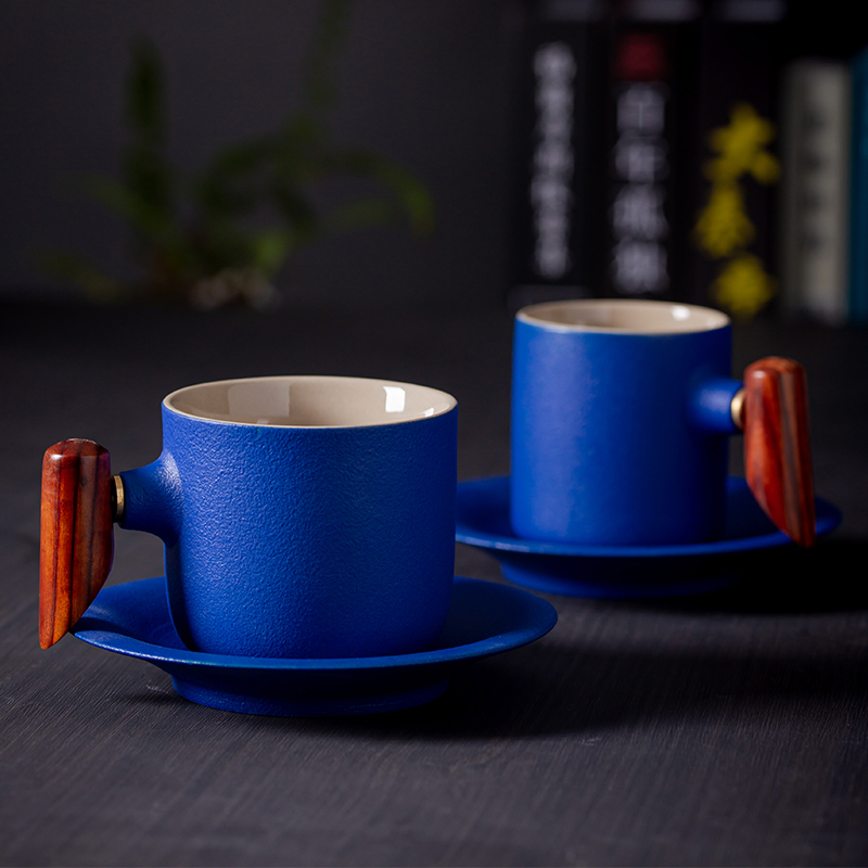 High level of appearance klein blue cup men 's and women' s web celebrity coffee cup suit small delicate ceramic mugs custom blue