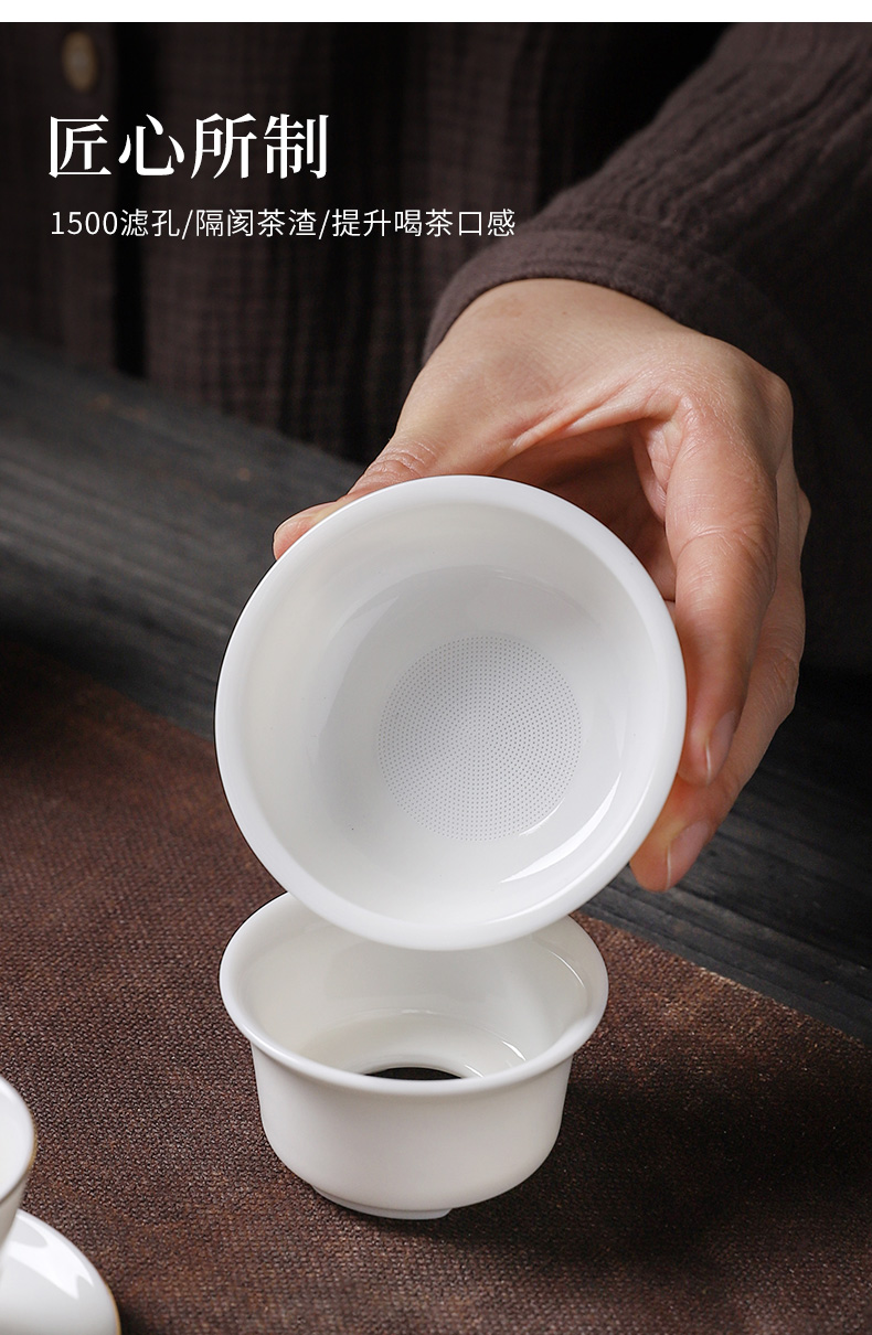 Suet jade white porcelain) device) fair keller of tea filter which suit tea accessories ultra - fine filter u.s