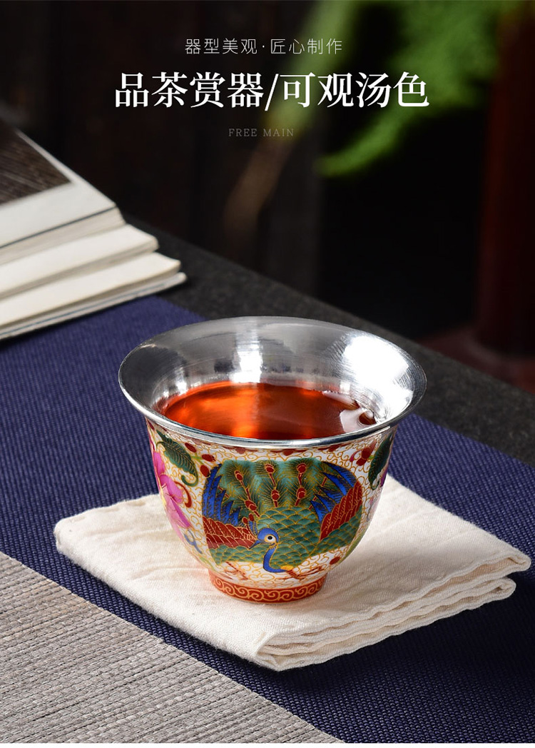 Jingdezhen ceramic colored enamel tea sets manual silvering cup cup kung fu masters cup tea cups only