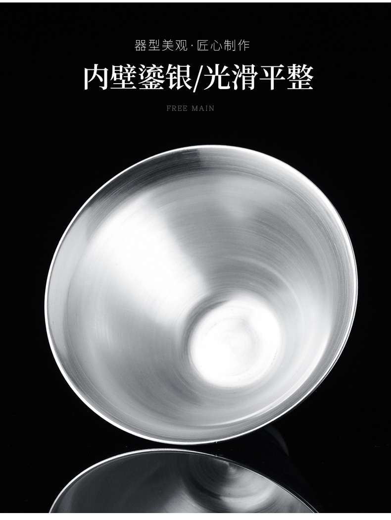 Jingdezhen colored enamel kung fu small single ceramic cups hat cup silver cup 999 sterling silver tea master CPU