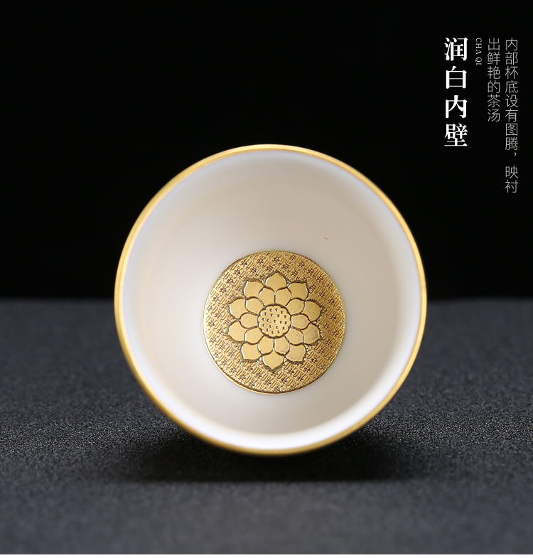 Creative ceramic gold cup kung fu tea tea service master cup pure manual gold sample tea cup tea cup, bowl