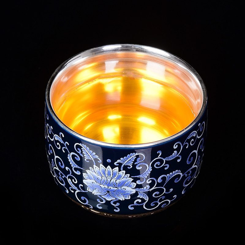 Jingdezhen ceramic up CPU getting kung fu - masters cup but small cups cup silver cup 999 sterling silver sample tea cup