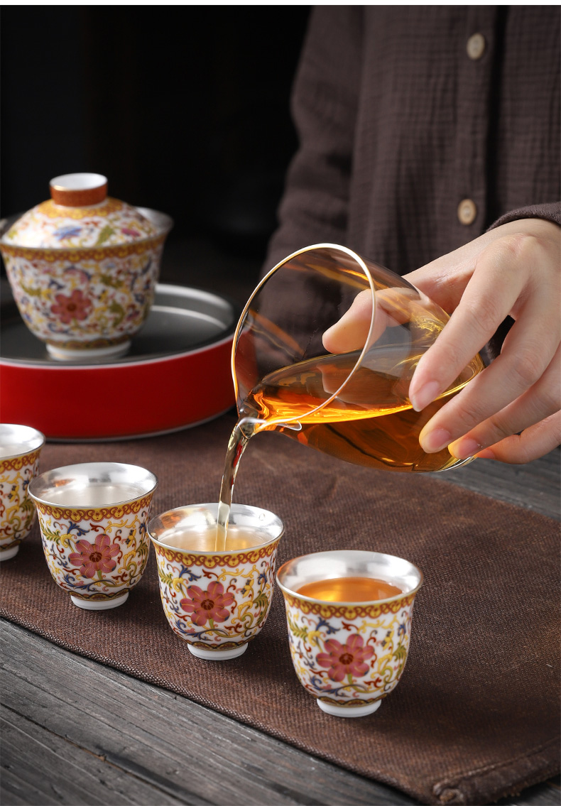 Jingdezhen senior coppering. As silver tea set 999 sterling silver set the home office to receive a visitor kung fu tea tureen tea cups