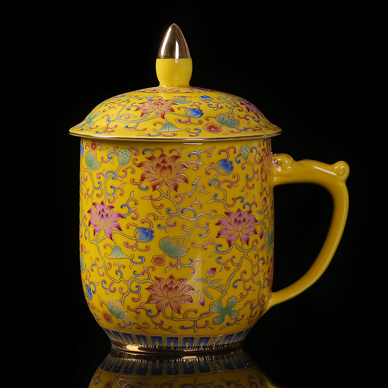 Jingdezhen ceramic cups office cup home tasted silver cup 99 sterling silver gilding care of individual cup boss cups of water