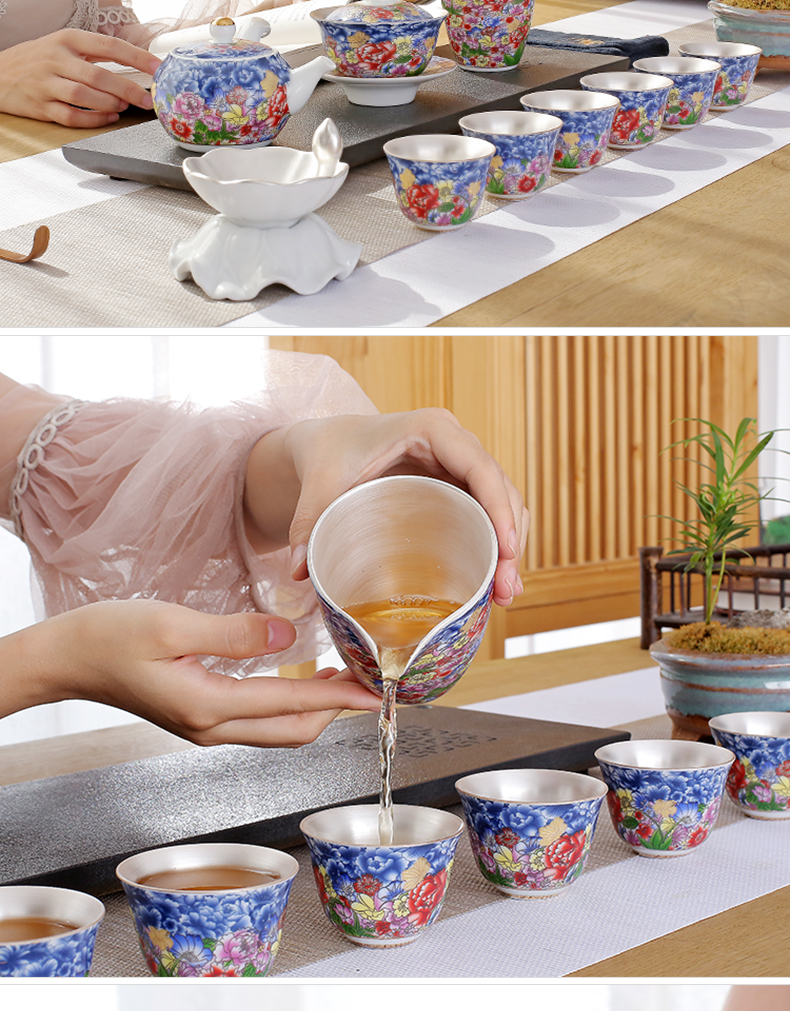 The Sample tea cup jingdezhen colored enamel silver cup tea kungfu tea cup single cup silver checking coppering. As silver master CPU