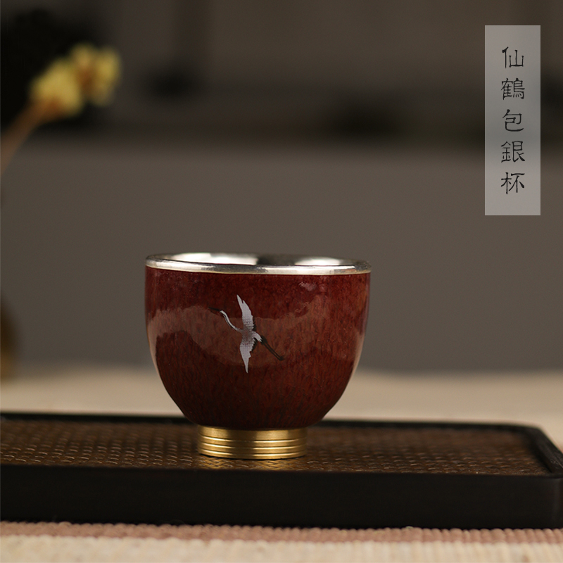 Japanese ceramics silvering copper bottom kung fu tea cups master cup single CPU female male high - end personal special sample tea cup