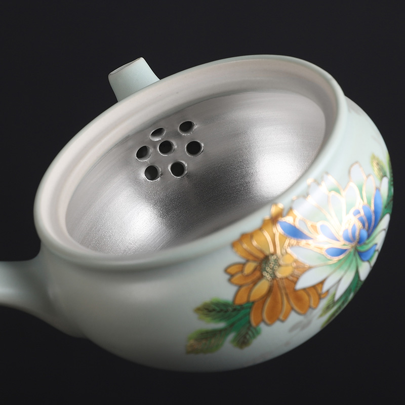 Your up teapot single pot side pot of ceramic tea set silver silver teapot kung fu tea tureen single tea bowl three