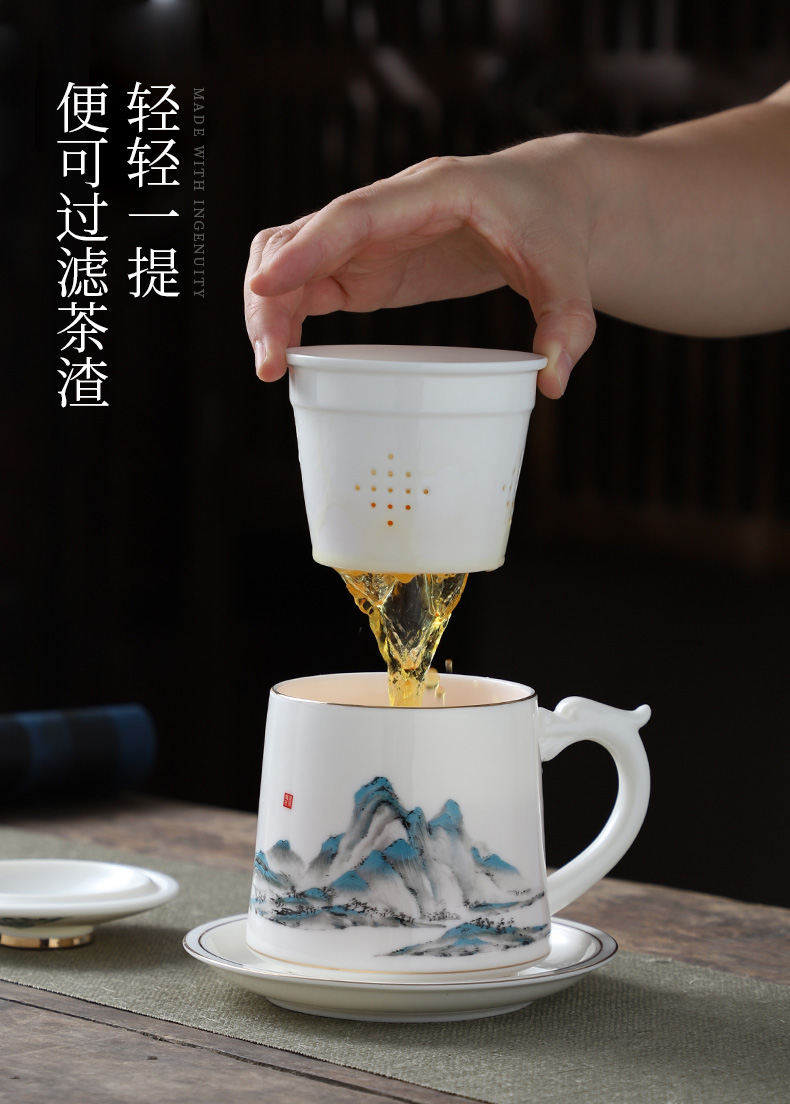 Thousands of jiangshan office make tea cup for cup cup of dehua white porcelain cup tea separation filter cup