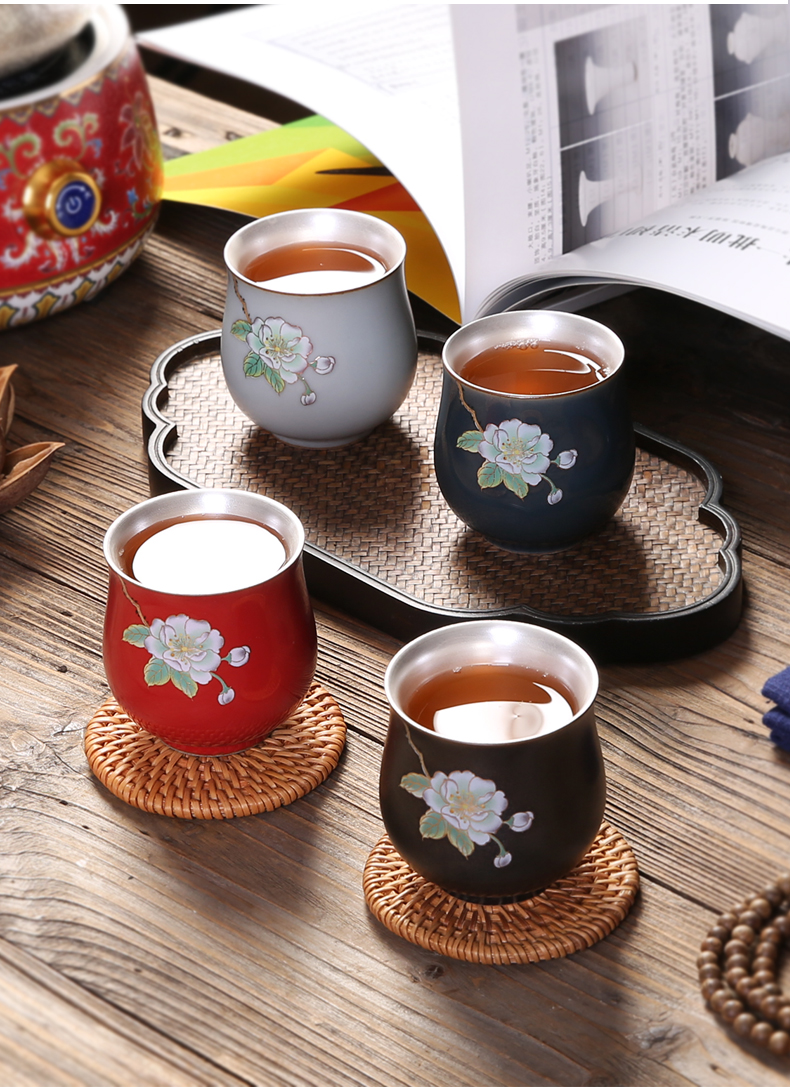 Jingdezhen silver cup silver kung fu tea tea master cup single cup large sample tea cup tea cup customization