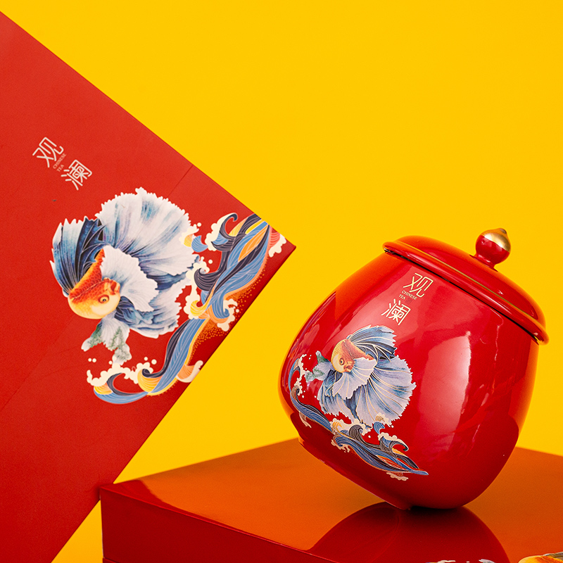 Chinese pottery and porcelain tea pot seal box packaging high - grade household pu - erh tea red POTS dried tangerine or orange peel dried fruit storage tanks
