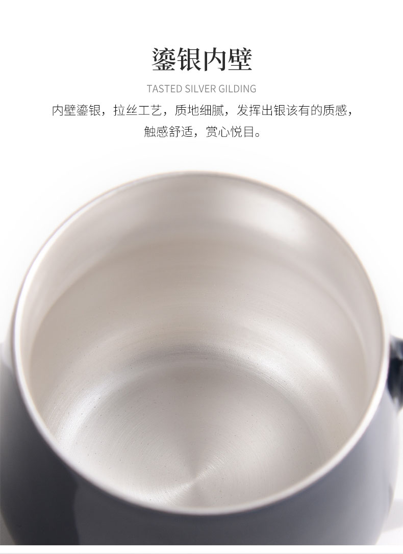 Chinese couples office cup cup to the model of a ceramic cup silver cup with handle tea cup with cover