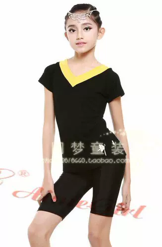 Летняя детская черная спортивная одежда подходит для мужчин и женщин, танцующий комплект, V-образный вырез, в обтяжку